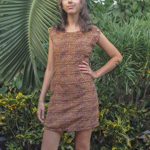 Freebird Polka Dot Orange/Gold Mini Dress S
